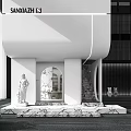 SANNAZHI S Exhibition Entrance With Modern White Design Arch Statue And Marble Floor 3d model