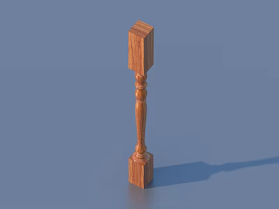 Decorative Wooden Household Column With Carved Design For Home Decoration 3d model