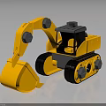 Yellow Plastic Toy Excavator With Tracks Shovel Cab For Kids Play