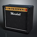 Marshall Black Speaker Cabinet With Classic Design Control Knobs And Vintage Style 3d model