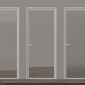 Modern Interior Doors With Textured Glass Panels And White Frames 3d model