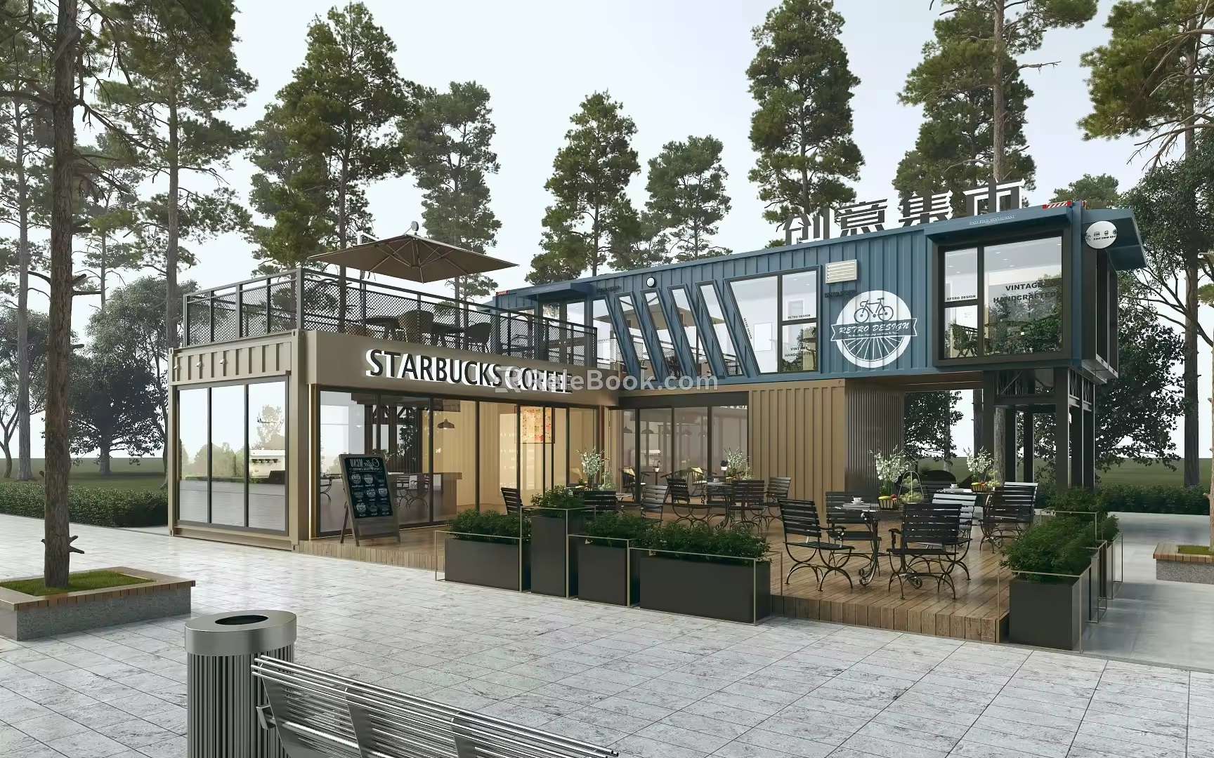 Modern Container Milk Tea Shop Catering Shop 3d model