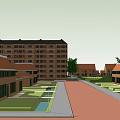 Aerial View of Residential Community With Multi story Buildings Parking Lots and Green Spaces