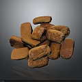 Stacked Pile of Golden Brown Crusty Bread Pieces on Dark Background