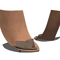 Modern Brown Leather Leisure Chairs with Curved Design and Soft Cushion in White