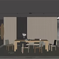 Modern Restaurant Interior With Wooden Dining Table Chairs And Open Layout 3d model