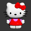 Hello Kitty Doll Standing With Red Bow Red Dress Pink Collar White Face Black Whiskers