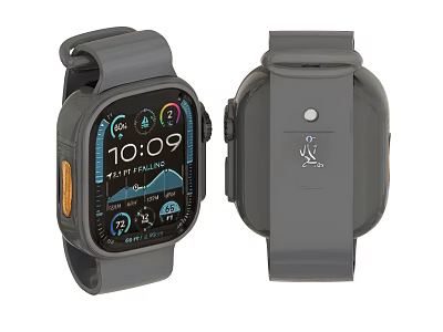 Gray Strap Smartwatch with Health Metrics Display and Front Screen Design 3d model