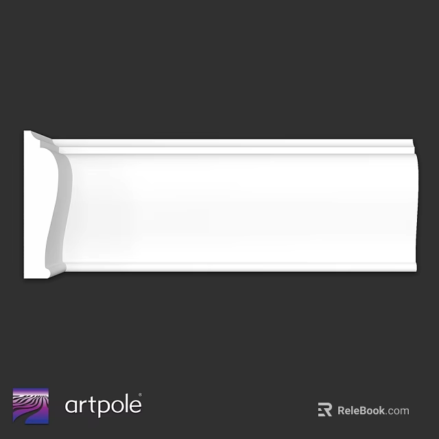 White Decorative Molding Component with Smooth Edge for Interior Design 3d model 