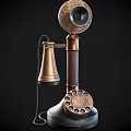 Vintage Rotary Dial Telephone With Ornate Copper And Wooden Design For Home Decor