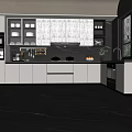 Modern Kitchen Cabinets With White Panel And Marble Countertop Integrated Appliances 3d model