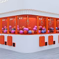 Orange Claw Machine With Colorful Balls Mechanical Claw And Digital Time