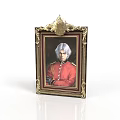 Ornate Golden Framed Portrait Of White Haired Man In Red Military Uniform