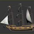 Vintage Sailing Ship Model Featuring White Sails And Wooden Hull Design