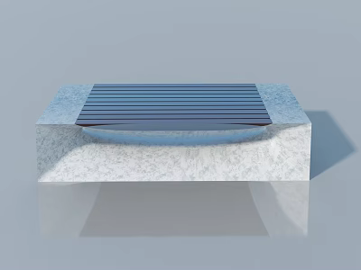Modern Swing Door Design With Blue Striped Panel And Marble Base 3d model