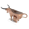 Copper Bull Shaped Decorative Figurine With White Base And Pen Holder Design
