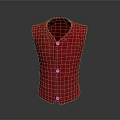 Red Knitted Vest With White Buttons Classic Design For Daily Use