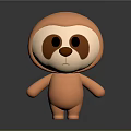 Cute Orange Sloth 3D Model Game And Movie Character With Round Body And Big Eyes