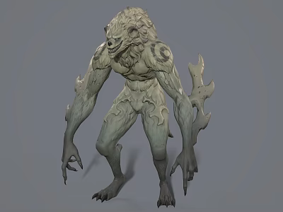 Lion Headed Fantasy Creature Character With Muscular Body And Spiked Arms 3d model