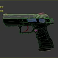 Modern Semi Automatic Pistol With Black Textured Grip And Silver Metallic Slide