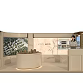 Elegant Modern Property Sales Office With Sand Table Large Display Screens And Comfortable Reception Counter
