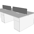 Office Desk With Two Adjacent Workstations Privacy Screens And 1400mm Length 3d model