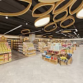 Supermarket Department Store Interior With Well Arranged Shelves Organized Product Displays Modern Lighting And Spacious Layout