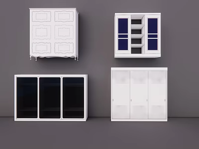 Modern White Wardrobe Designs With Glass And Solid Panel Door Styles For Storage 3d model