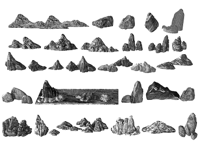 Stone And Wood Natural Decorative Elements For Art Craft And Design 3d model