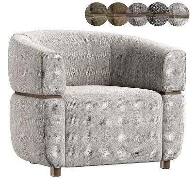 Modern Minimalist Single Sofa With Gray Fabric Upholstery And Metal Accents 3d model