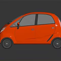 Red Small Car With Sleek Exterior Design And Compact Body Structure