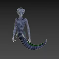 Aquatic Humanoid Creature With Purple Body Green Glowing Accents And Long Tail