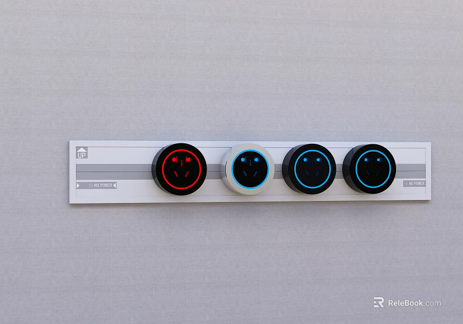 Shower Sauna Control Panel With Red White Blue Smiley Face Knobs On Wall 3d model 