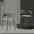 Modern Leisure Chairs With Metal Frame And Upholstered Seat In Minimalist Interior On Display Stand
