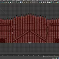 Wooden Fence With Pointed Tops Horizontal Rails And Sturdy Wooden Posts