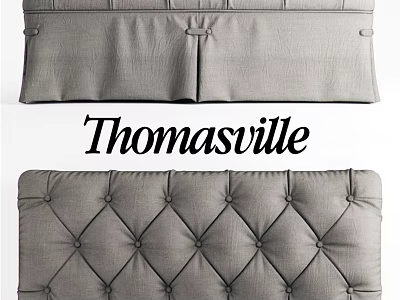 Thomasville Upholstered Gray Sofa Bench With Tufted Design And Soft Cushion 3d model