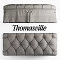 Thomasville Upholstered Gray Sofa Bench With Tufted Design And Soft Cushion