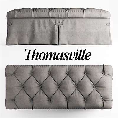 Thomasville Upholstered Gray Sofa Bench With Tufted Design And Soft Cushion 3d model