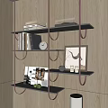 Modern decorative shelf bookshelf wall-mounted book painting lamp 3d model