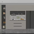 Elegant Wine Cabinet Design With Glass Storage And LED Lighting In Modern Kitchen