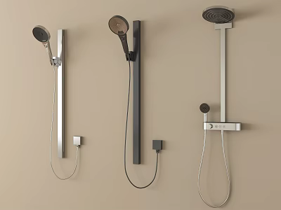 Sleek Modern Wall Mounted Shower Systems With Handheld And Overhead Heads 3d model