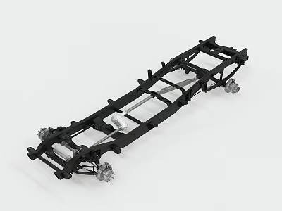 Industrial Equipment Heavy Duty Metal Chassis Frame with Support Beams and Wheel Components 3d model