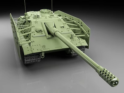 Green Modern Military Tank Featuring Long Barrel Turret Tracks And Armored Exterior 3d model