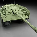 Green Modern Military Tank Featuring Long Barrel Turret Tracks And Armored Exterior