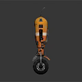 Orange Robot Character With Antenna Large Eye Mechanical Arms And Unicycle Base