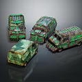 Camouflage Military Vehicle Detailed Models With Various Styles On Dark Background