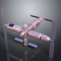 3D Rendering Of Space Station Model With Modular Structure And Solar Panels