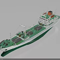 Modern Green and White Marine Transport Vessel with Deck Equipment and Storage Tanks