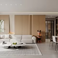 Modern Living Dining Room Interior With Sofa Coffee Table Window Robot Tray And Refrigerator