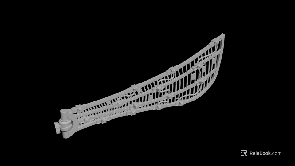 White Curved 3D Model With Intricate Lattice Structure And Hollow Design 3d model 